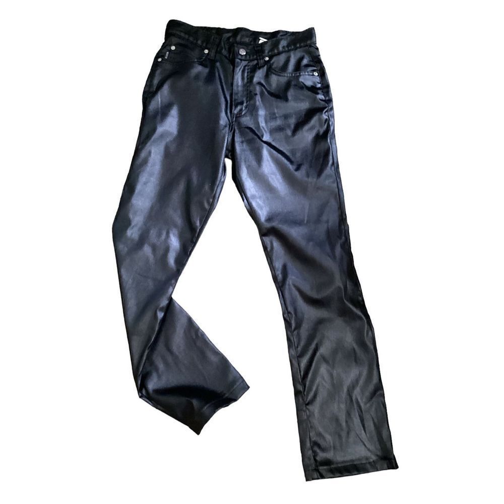 Vintage Watch L.A. Satin Look Straight Leg Black Pants 7/8